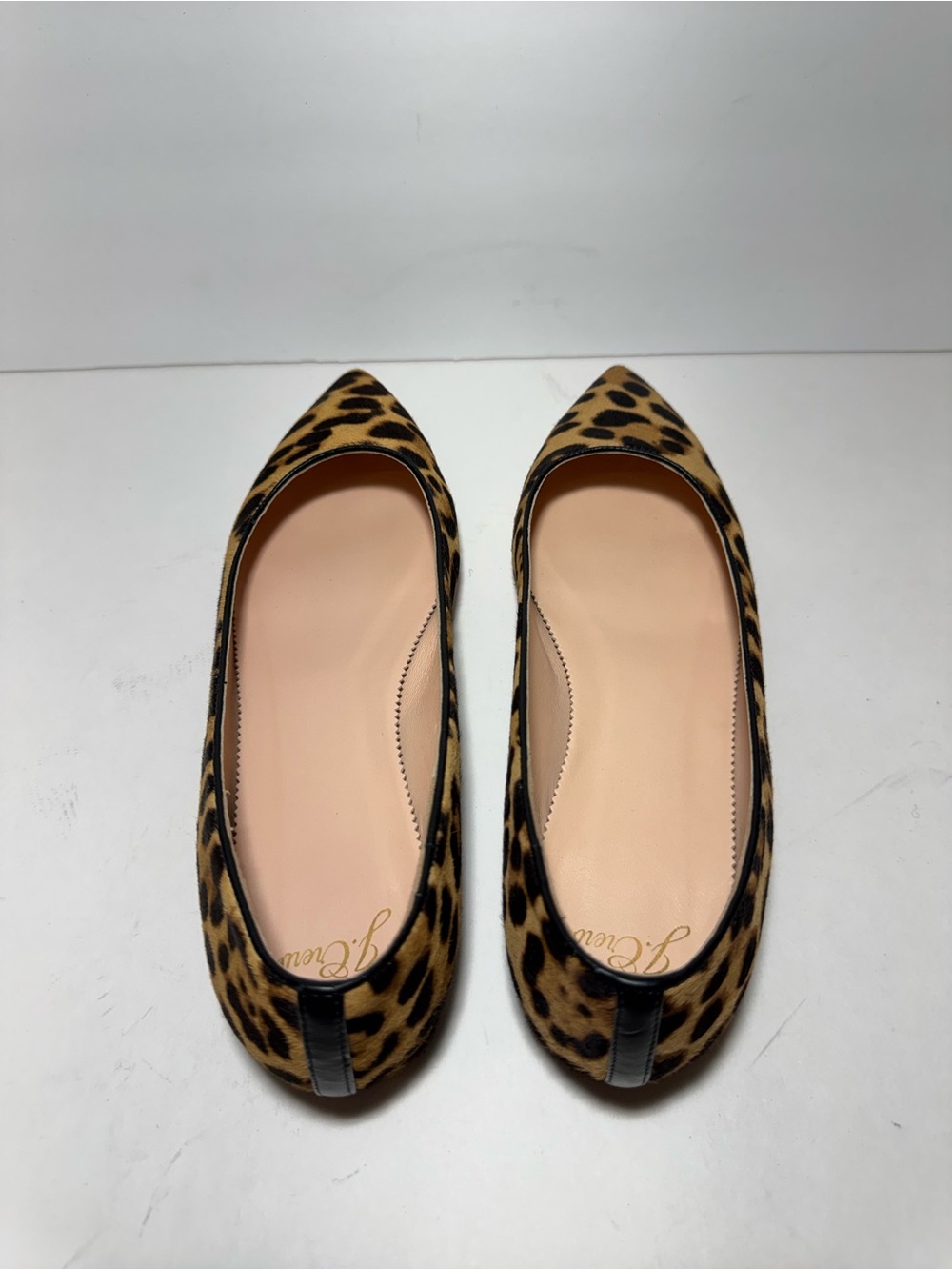 J. Crew Leopard Print Flats Pointed Toe Calf Hair Black/Tan Size 10 - Picture 4 of 14